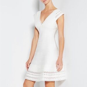 Herve Leger Karolina Cut Out Bandage Dress White Size Medium